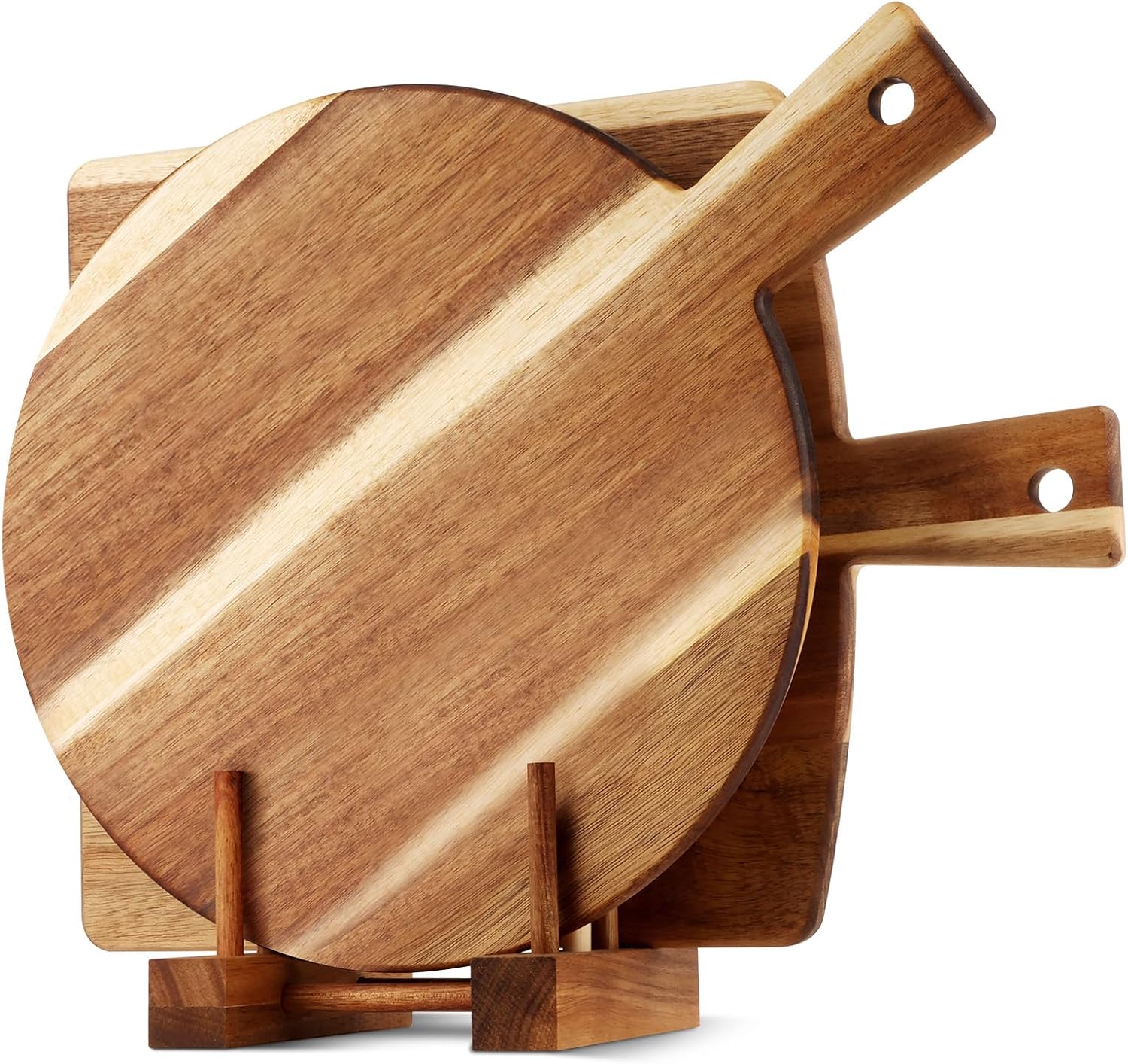2 Pack Acacia Wood Cutting Board Set for Kitchen Charcuterie
