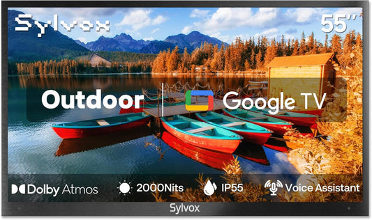SYLVOX 55'' Outdoor Smart TV: Weatherproof 4K Chromecast Voice Assistant