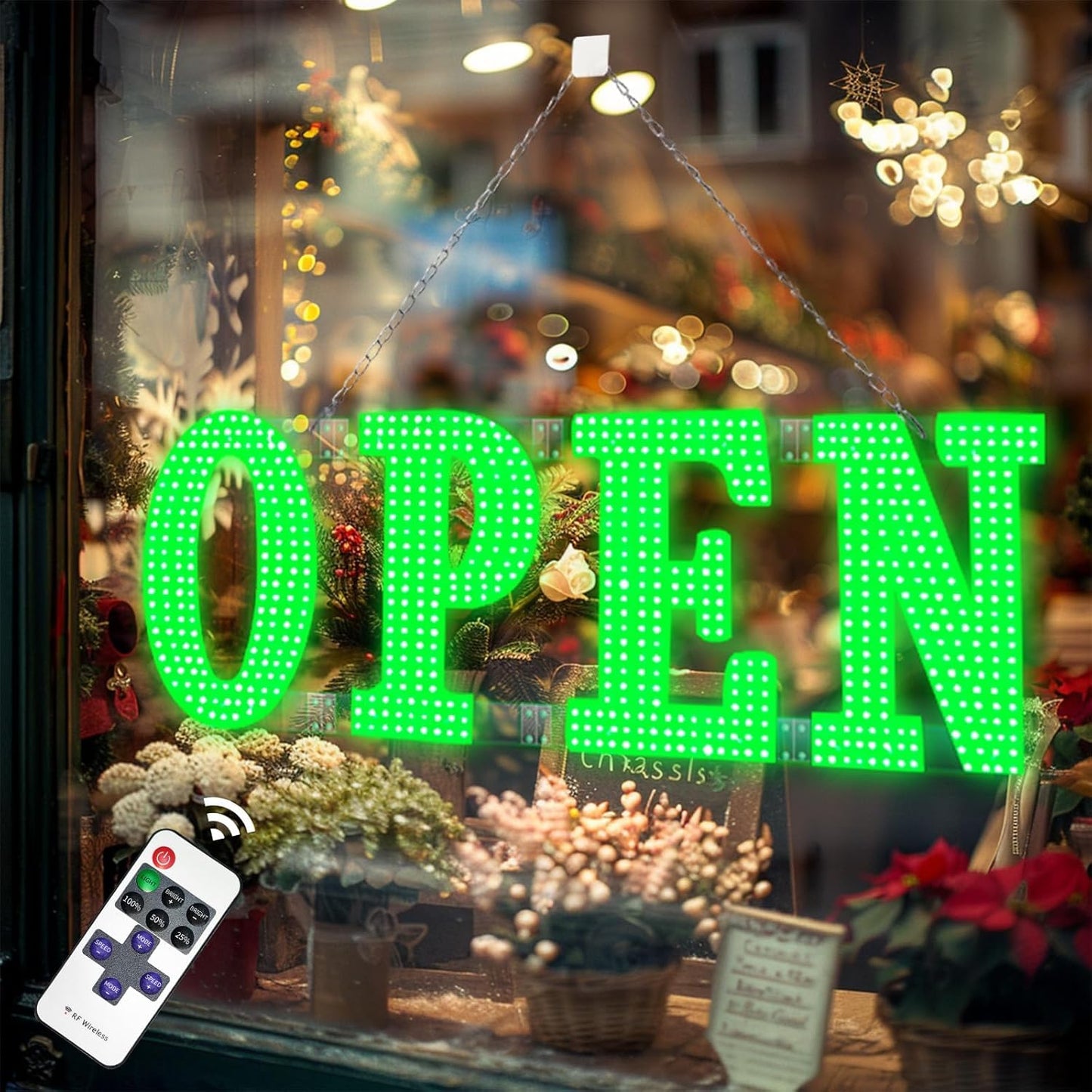 40in x 14in Large LED Open Sign with Remote Control for Business
