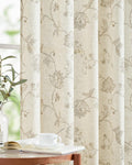 Jinchan Linen Floral Curtains 63 in Length Taupe - Light Filtering