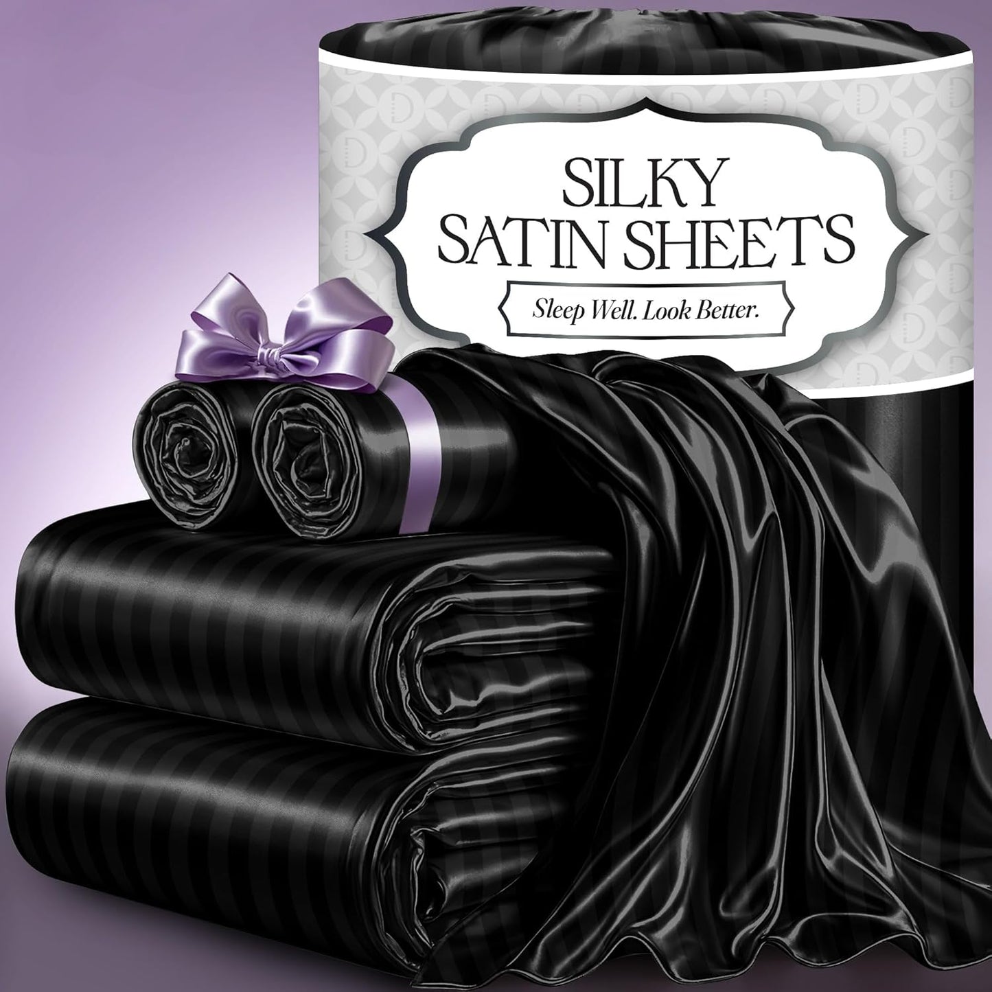 Satin Bed Sheets Set - Luxury Silky King Size Bedding