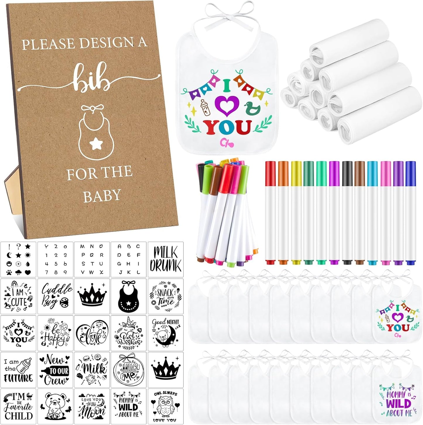DIY Baby Bibs Decorating Kit for Fun Baby Showers and Parties
