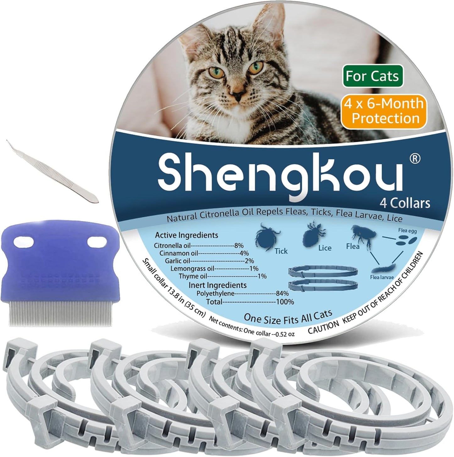 Flea and Tick Collar for Cats - Natural Waterproof Protection
