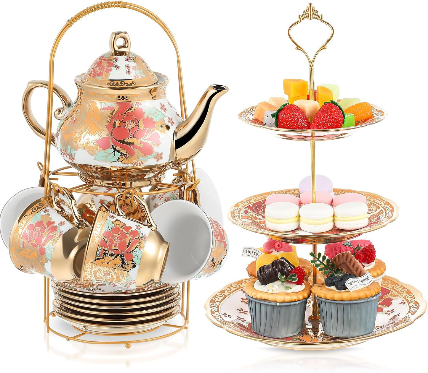 Maxcheck 21 Pcs Tea Party Set for Adults with Cake Stand