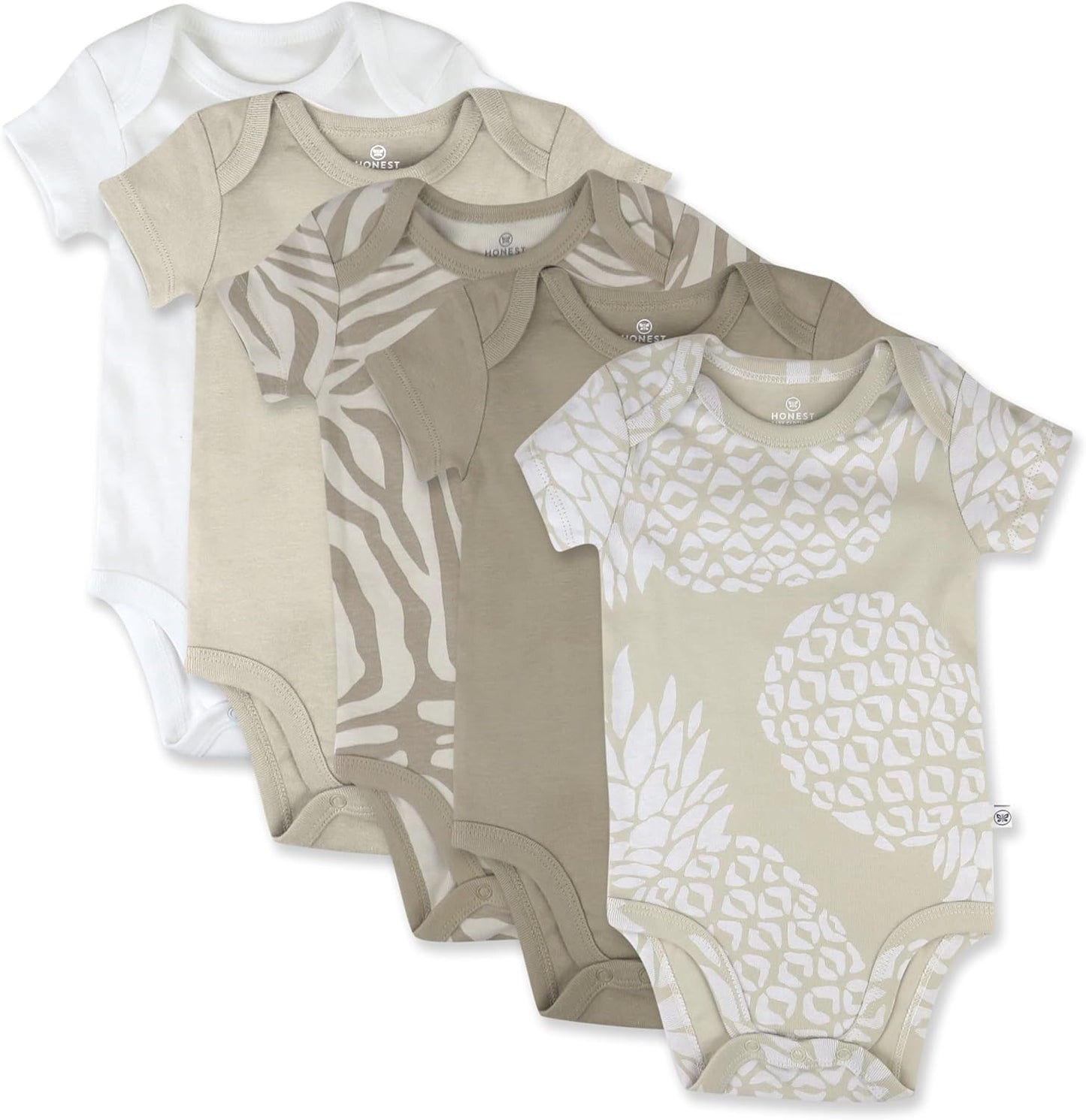 HonestBaby 5-pack Short Sleeve Bodysuits for Infant Boys