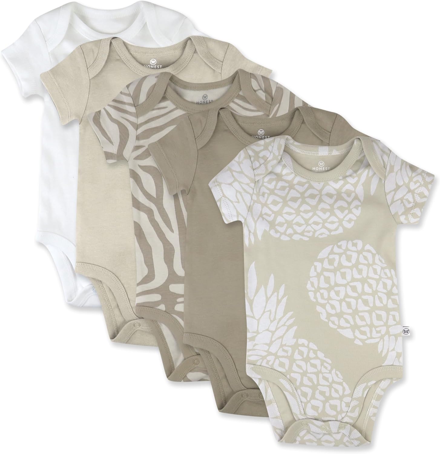 HonestBaby 5-pack Short Sleeve Bodysuits for Infant Boys