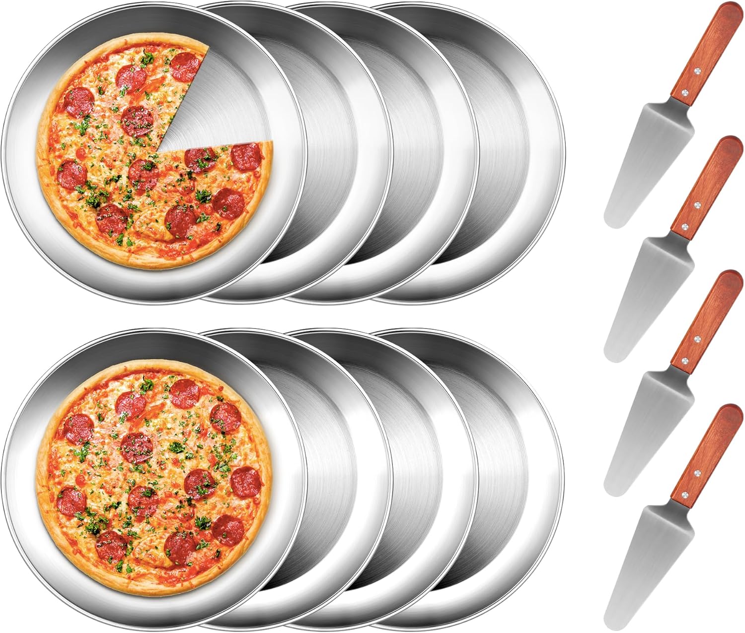 12 Inch Pizza Pan Set of 8 for Perfect Baking and Serving