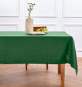 Solino Home Linen Square Tablecloth 52 x 52 in - Pine Green Table