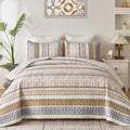 Boho Quilt Set Full Size Brown - Lightweight All-Season Quilt