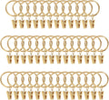 Curtain Rings with Clips 40 Pack - Rustproof Brushed Gold Drapery