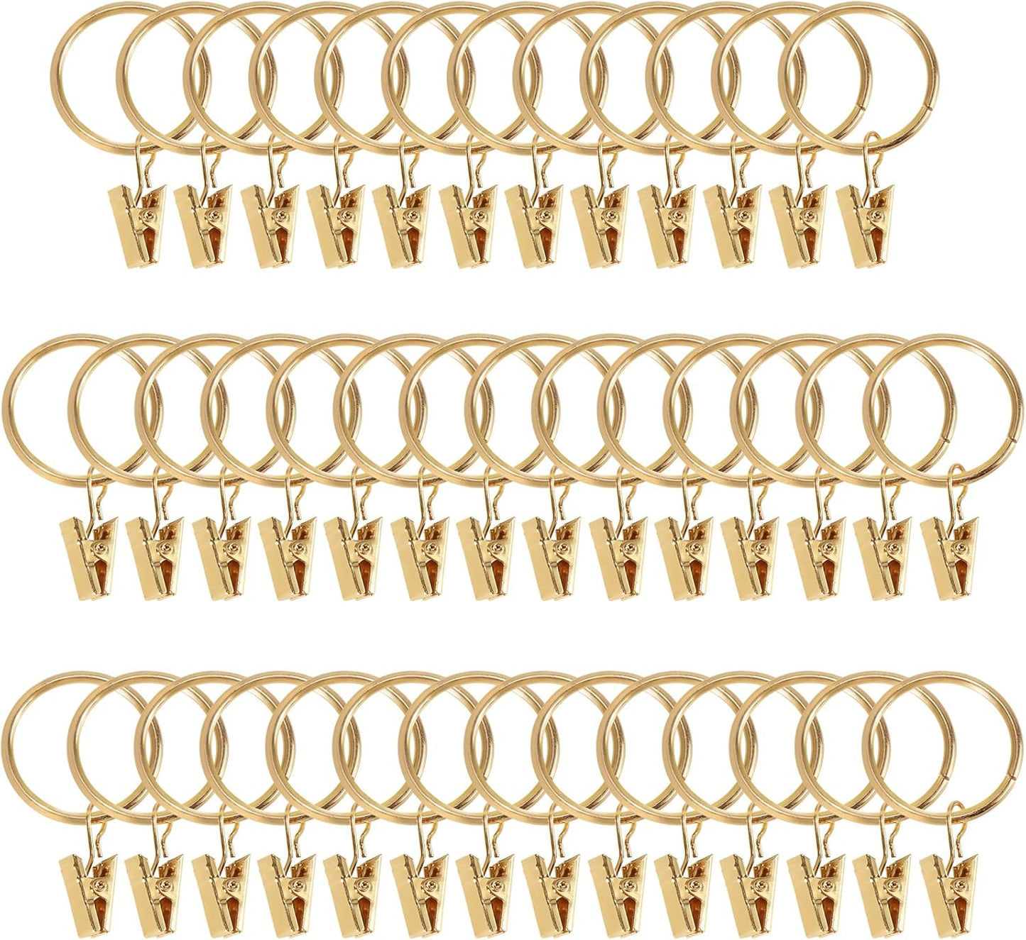 Rustproof Vintage Curtain Clip Rings - Set of 40 - 1.25 Inner Diameter - Golden Finish