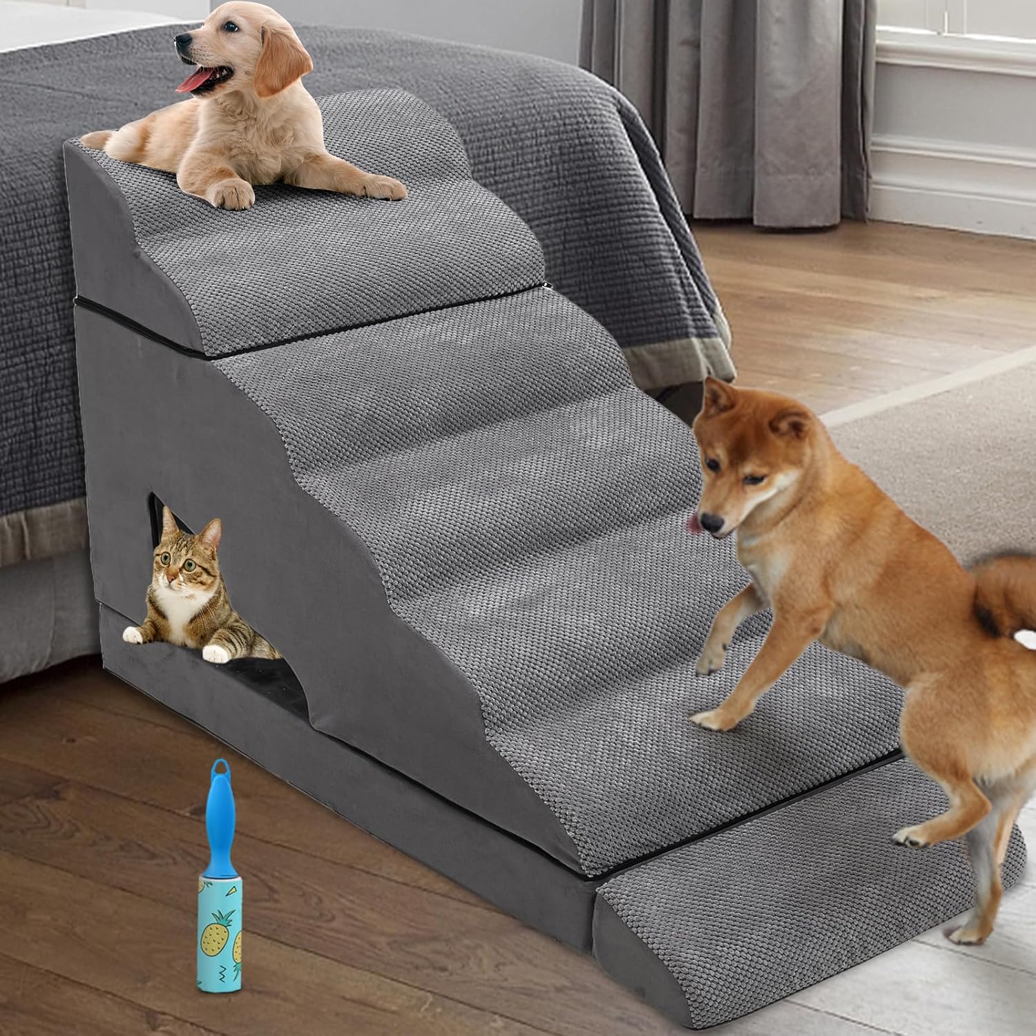 Dog Stairs for High Beds - Non-Slip 7 Steps for Pets