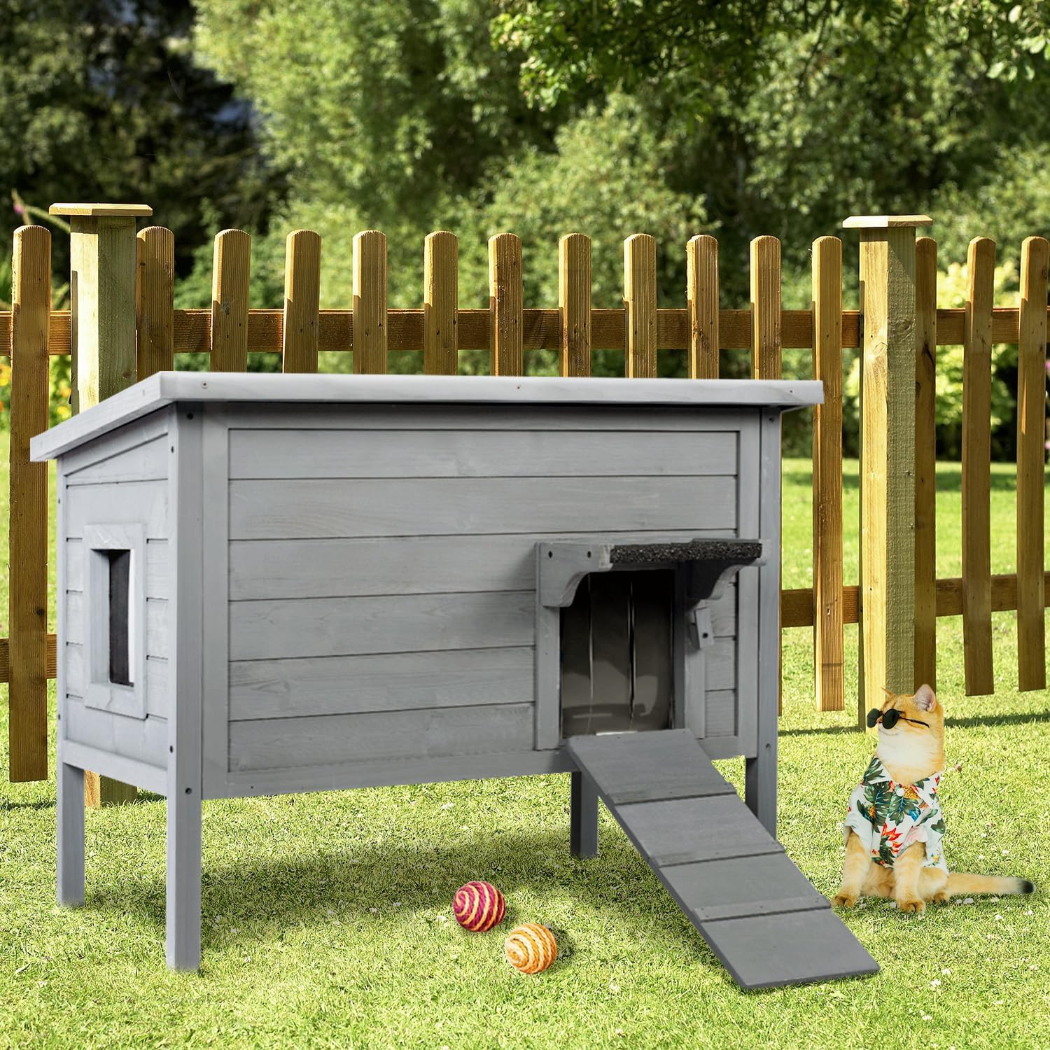 Ivy&Lane Outdoor Cat House for Multiple Cats - Insulated Shelter