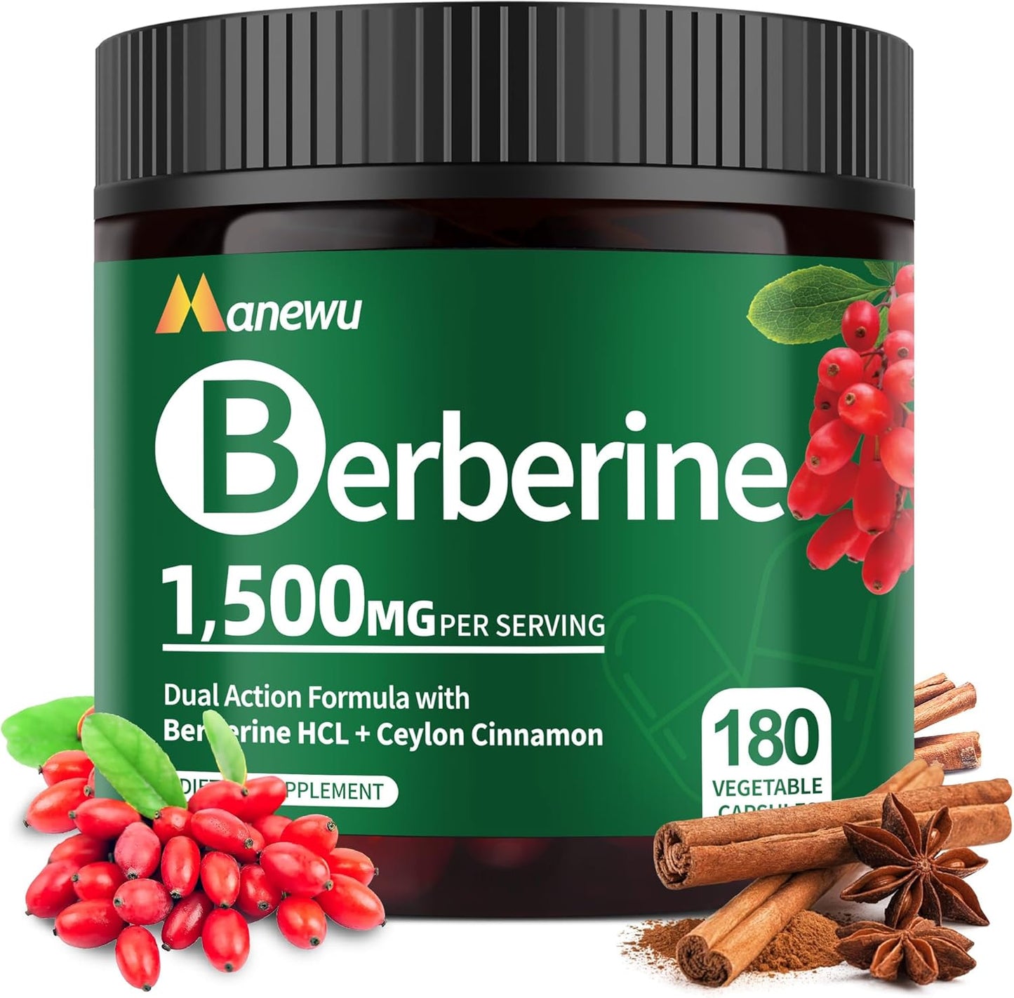 Organic Berberine Supplement with Ceylon Cinnamon & Bergamot