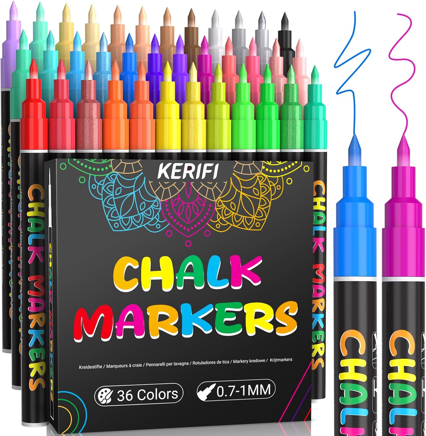 KERIFI Liquid Chalk Markers Fine Tip for Vibrant Art Projects