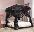 Mengersi Black 4 Corners Canopy Bed Curtains Full Size - Elegant