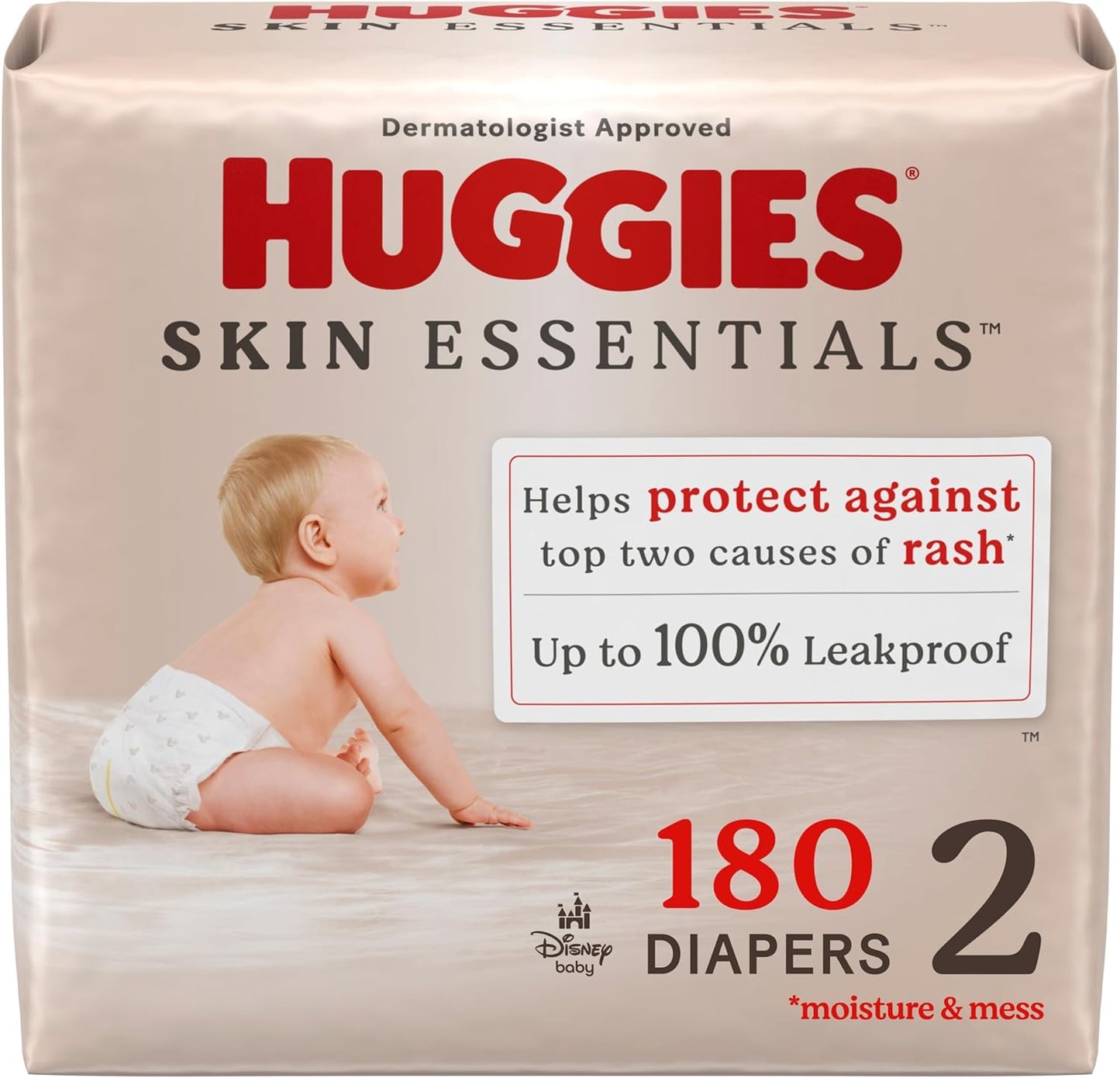 Huggies Size 2 Skin Essentials Diapers, 180 Count - Exceptional Comfort