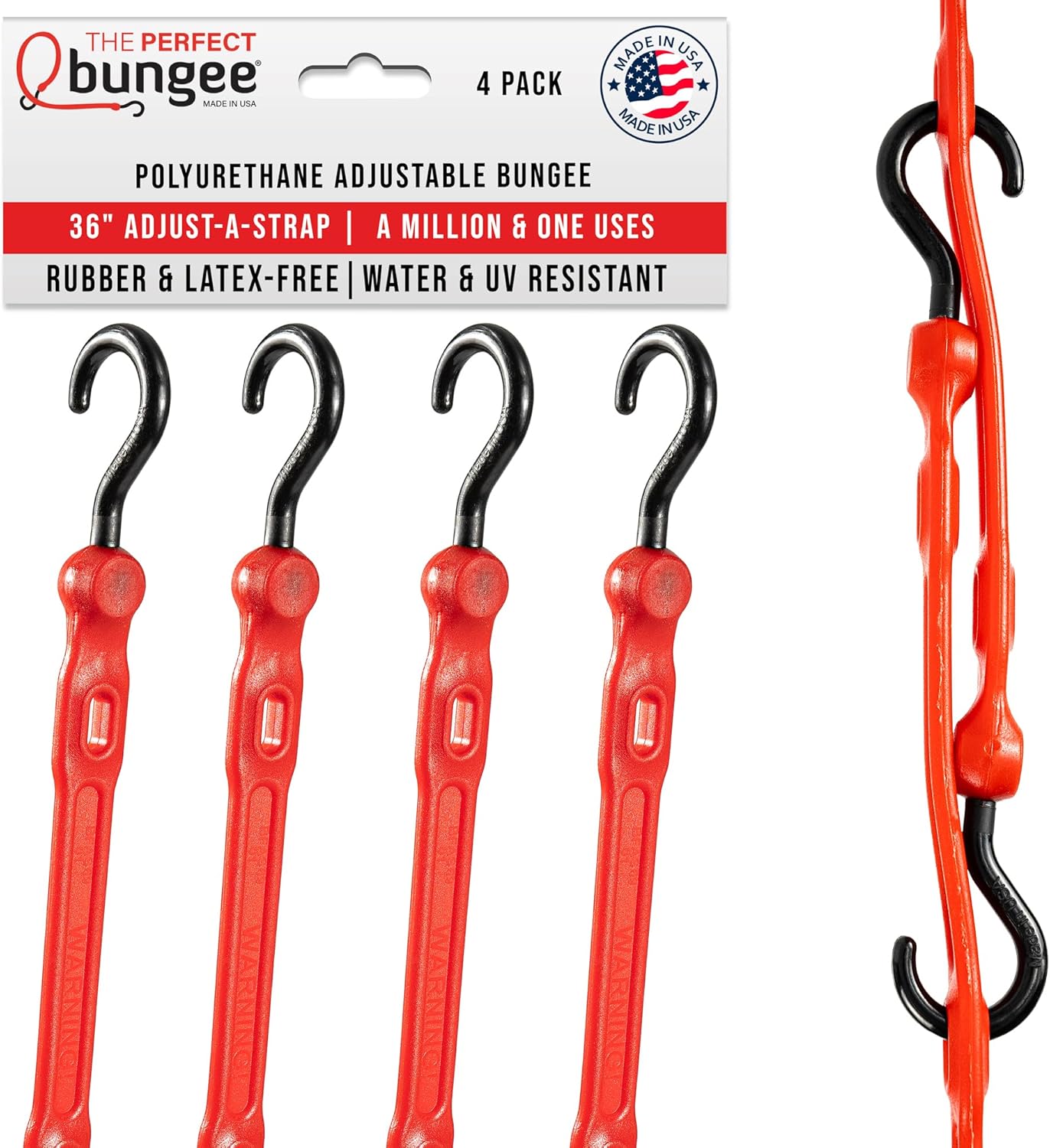 36in Adjust-A-Strap Bungee with Non-Marring Hooks for Versatility