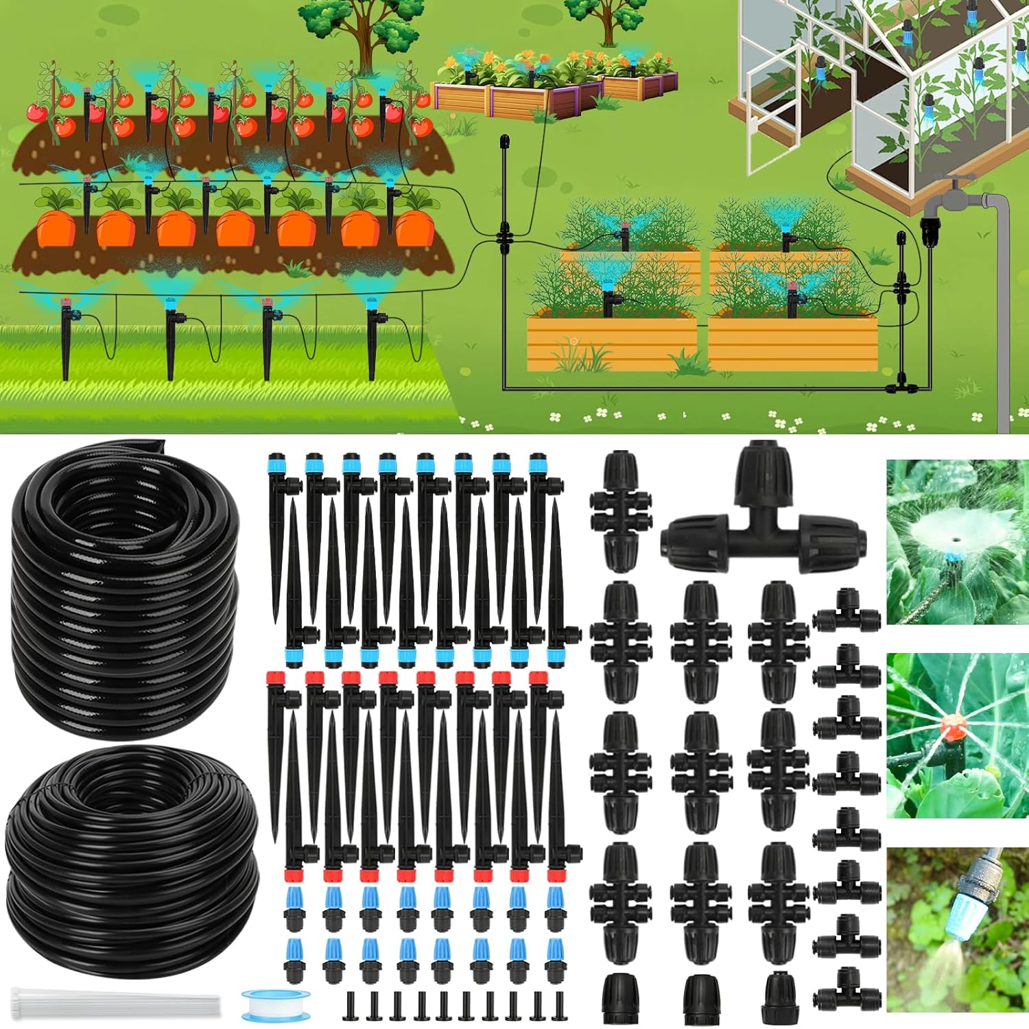 250FT Drip Irrigation Kit for Efficient Watering in Gardens
