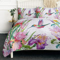 Tropical Birds Quilt Set Queen Size - Watercolor Hummingbird Coverlet
