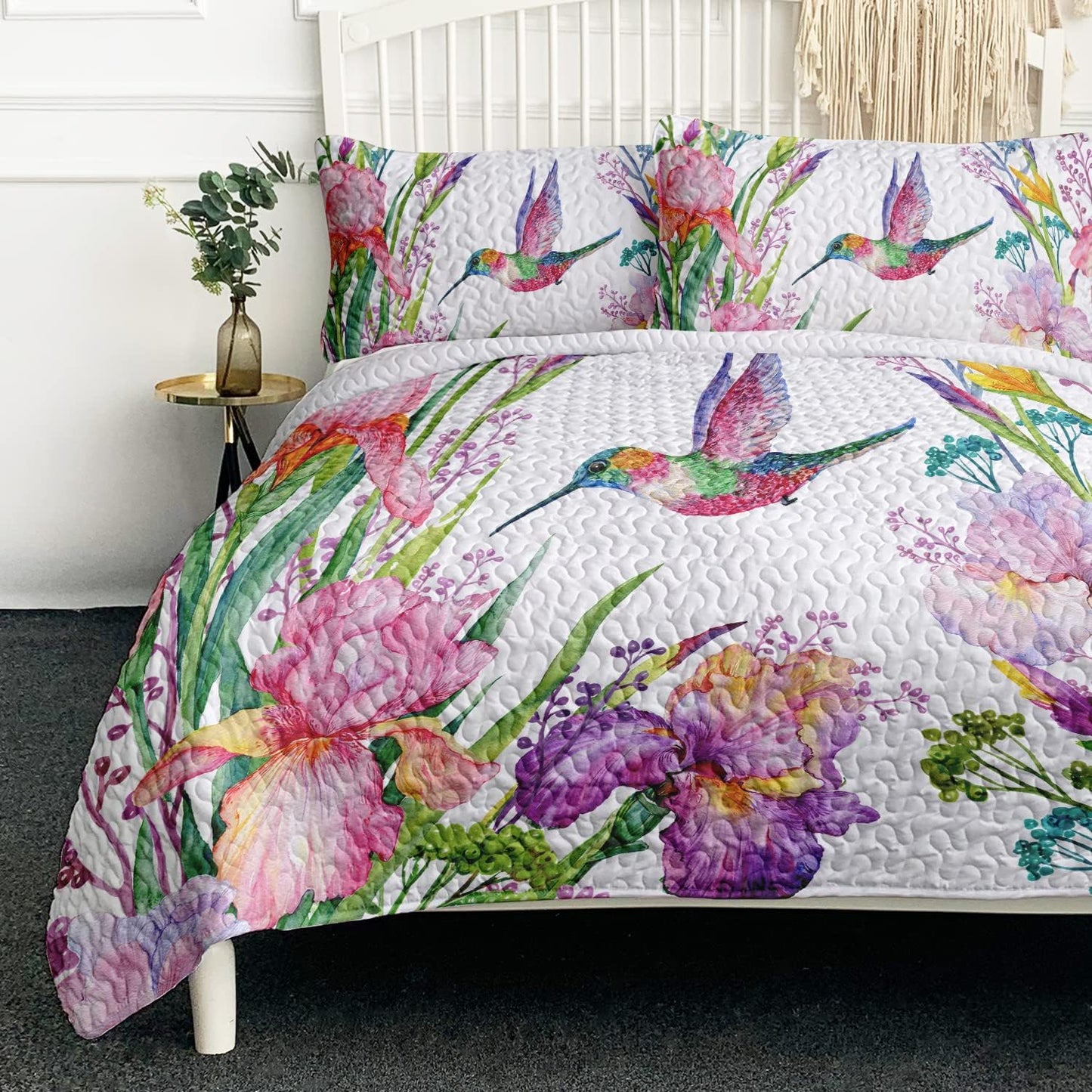 BlessLiving Tropical Birds Quilt Set Queen Size for All Seasons