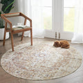 jinchan Round Rug 5ft Washable Area Rug - Vintage 5ft Round Low Pile