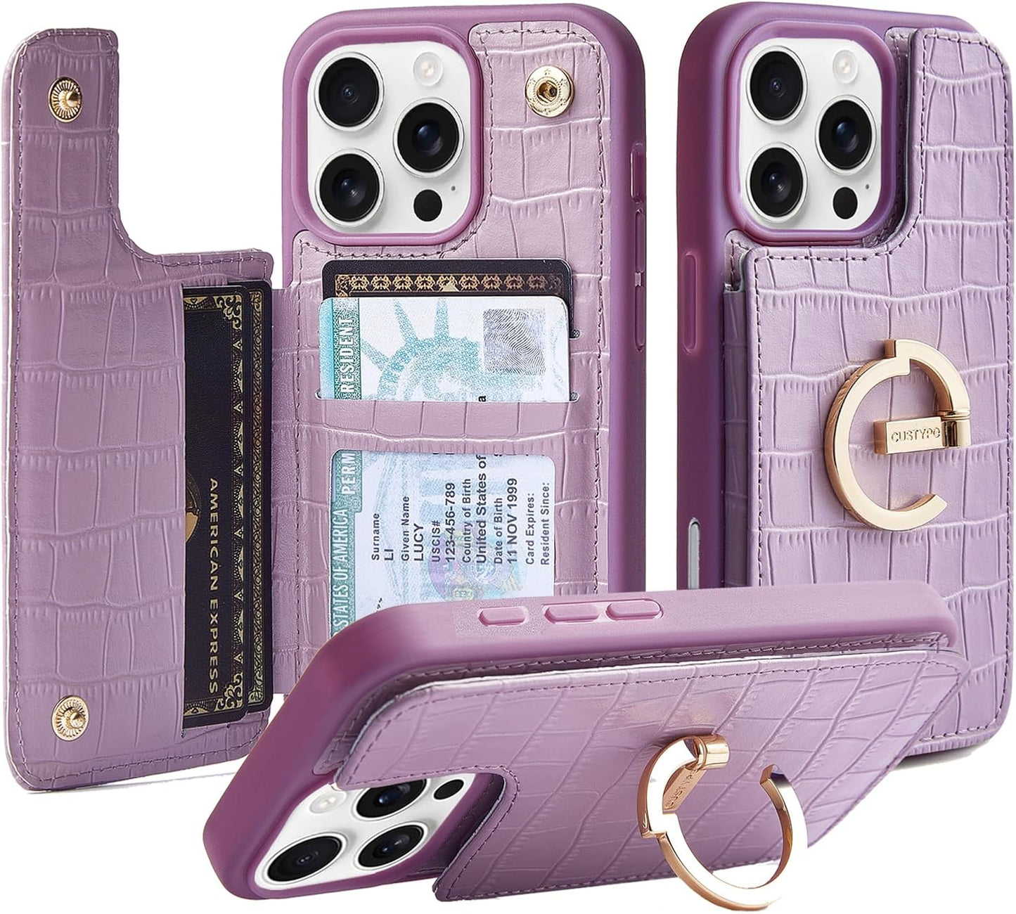 CUSTYPE iPhone 16 Pro Wallet Case with Card Holder and Kickstand