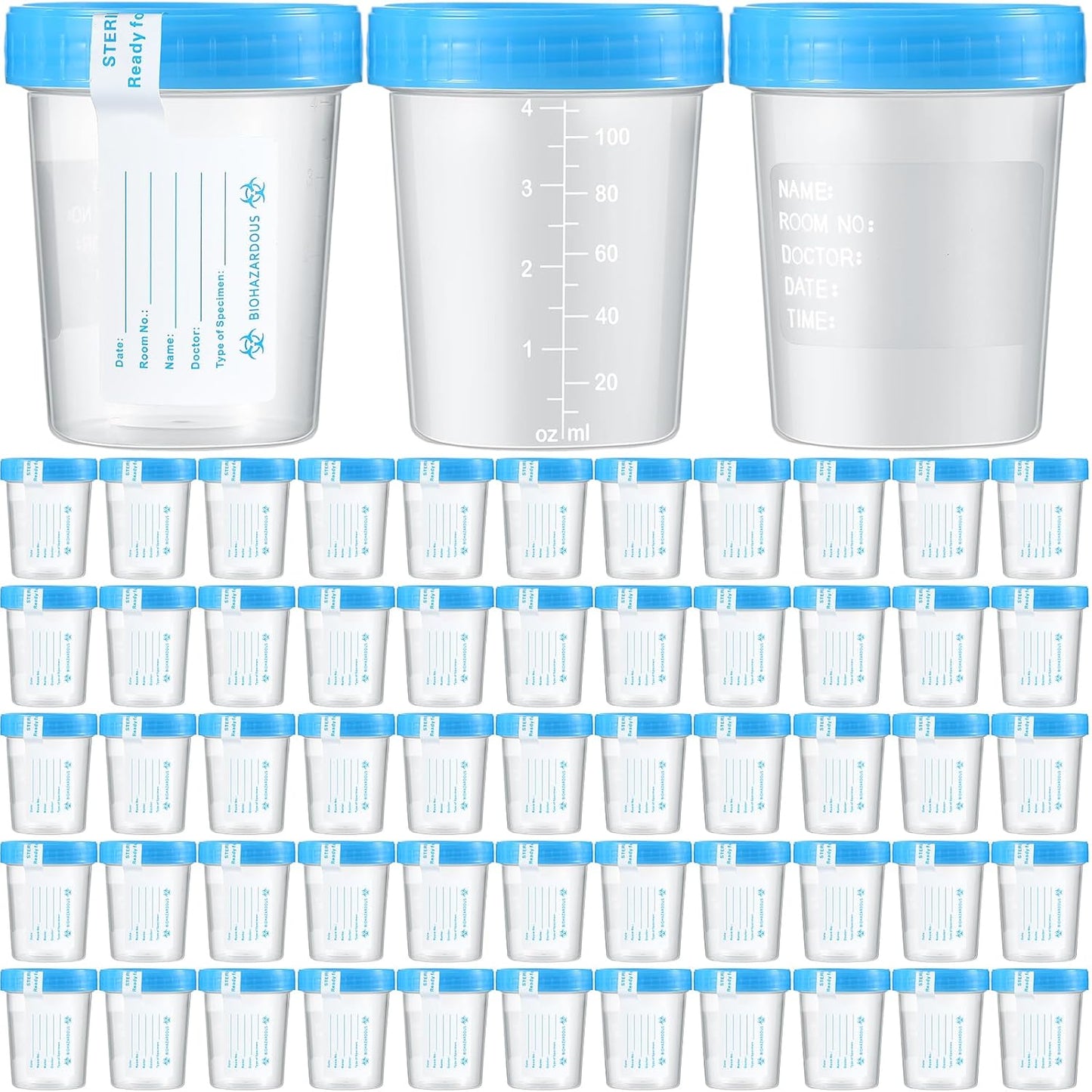 100 Disposable Urine Specimen Cups with Lids for Testing
