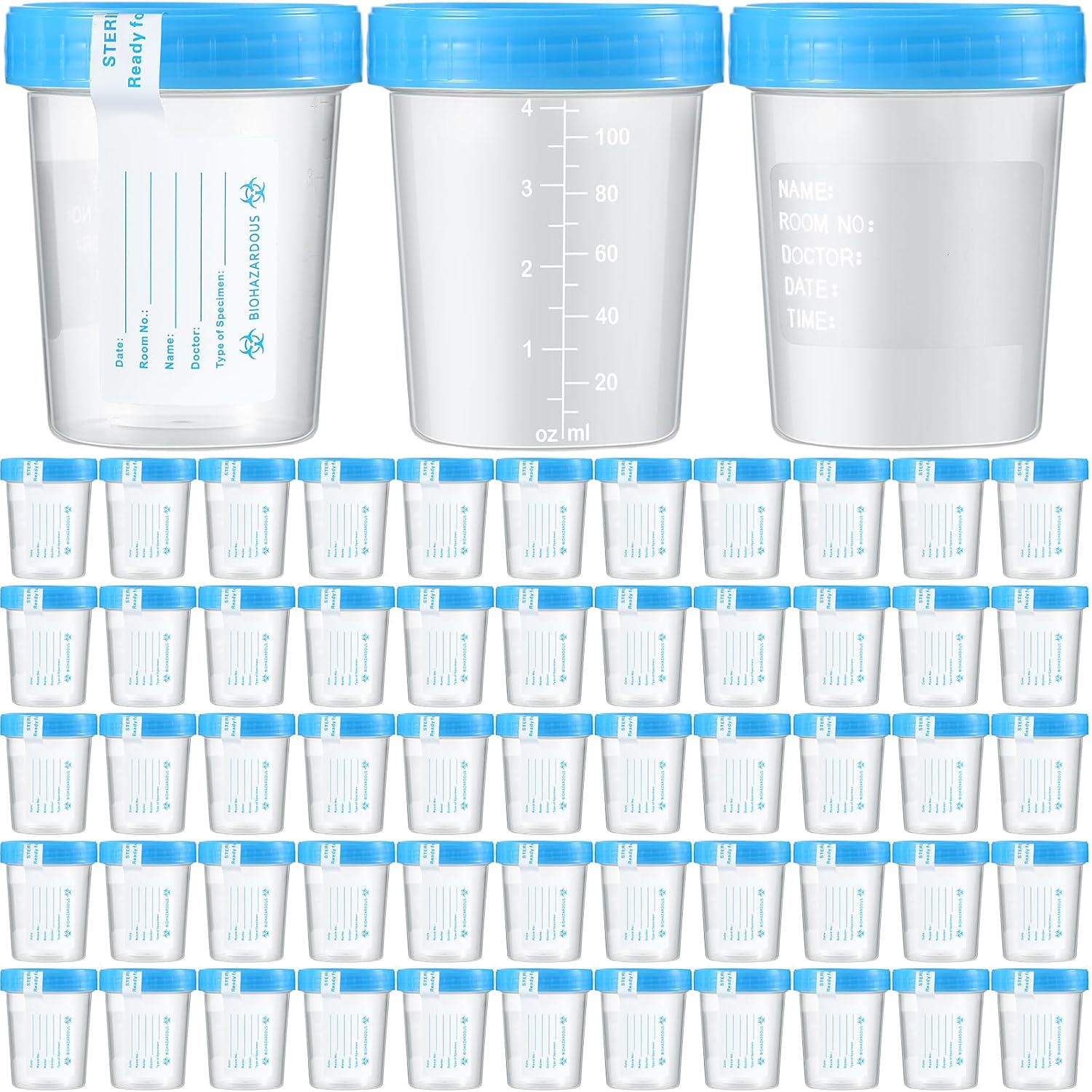 100 Disposable Urine Specimen Cups with Lids for Testing