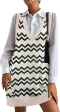Women Oversized V Neck Sweater Vest with Pockets - Cozy Layering