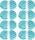 Chunky Yarn for Crocheting 8 Pack - Lake Blue Jumbo Chenille Yarn