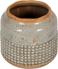 Round Terra-Cotta Hobnail Planter Vase - Distressed Farmhouse Accent
