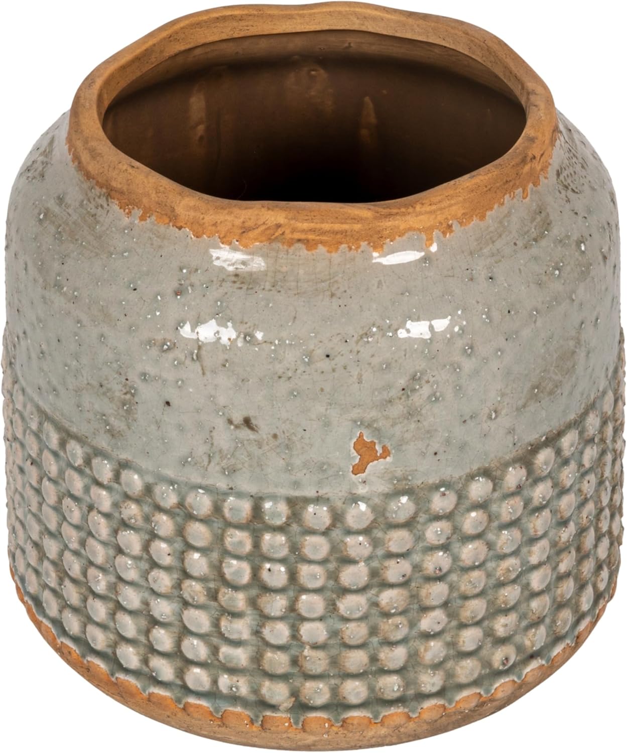 Round Terra-Cotta Hobnail Planter Vase for Farmhouse Decor