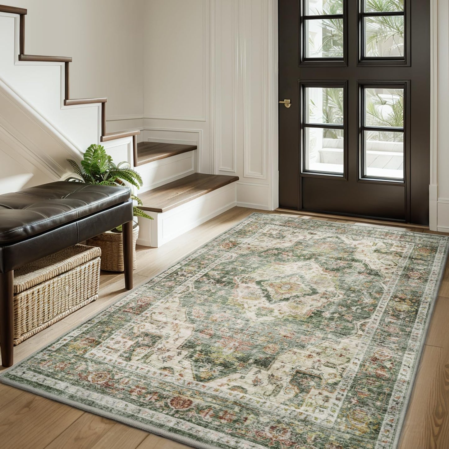 Soft Washable Vintage Area Rug for Living Room and Bedroom