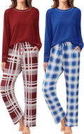 Women 2 Pack Long Sleeve Pajama Set - Soft Stretch Loungewear