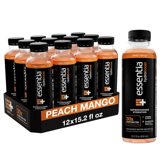 Supercharged Hydration in Peach Mango - Essentia Hydroboost 12 Pack