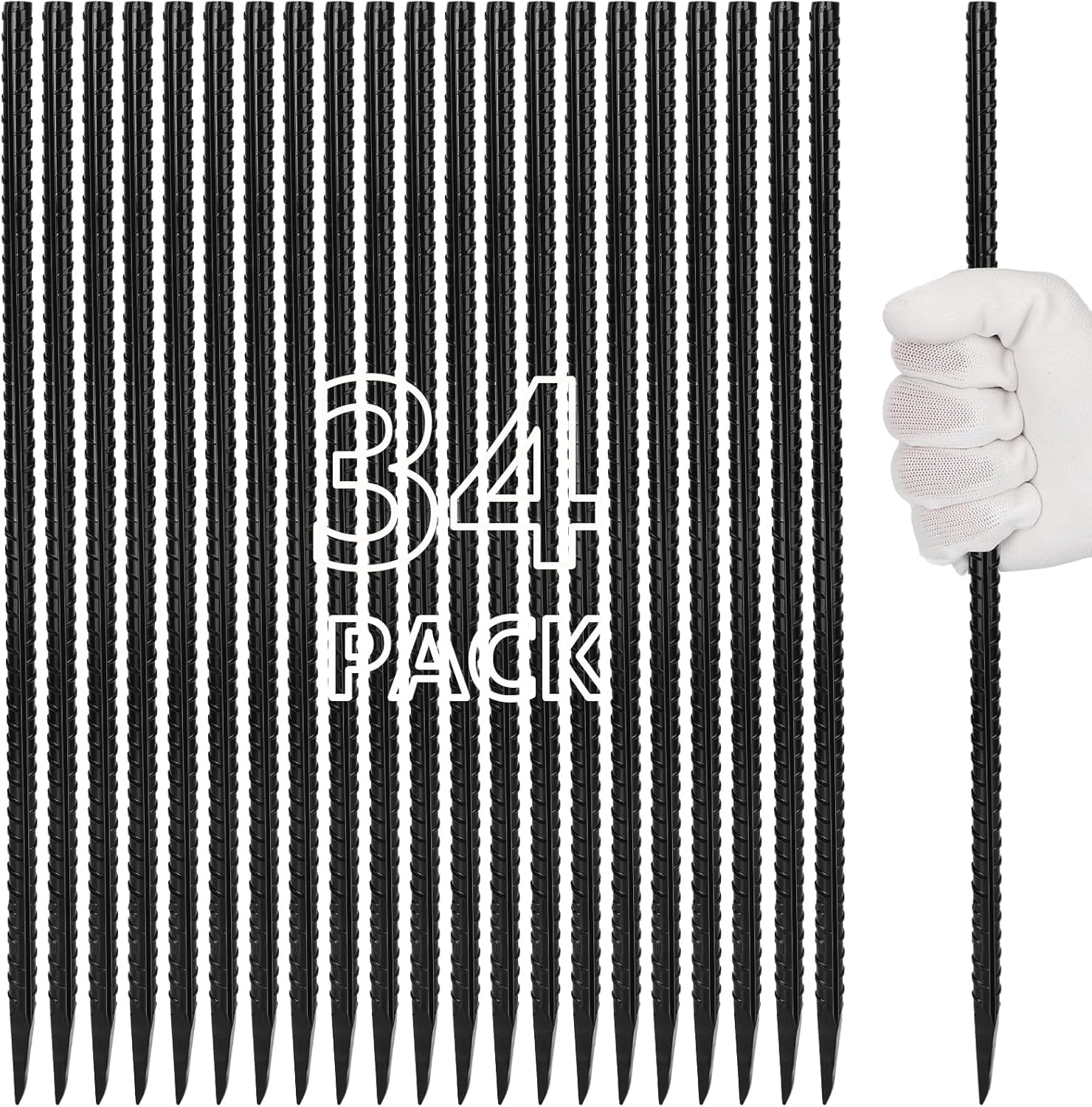 Besitu 16 Rebar Stakes (34-Pack) - Heavy Duty Ground Anchors for Maximum Stability