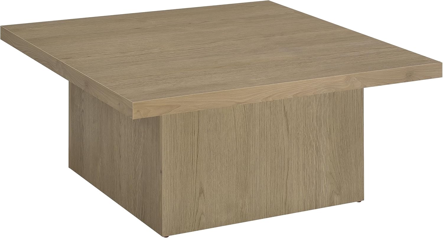 Devar Square Coffee Table with Plinth Base for Living Room