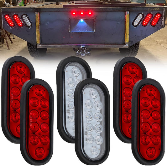6 Inch Oval LED Trailer Tail Lights for RV Truck Bus 12V