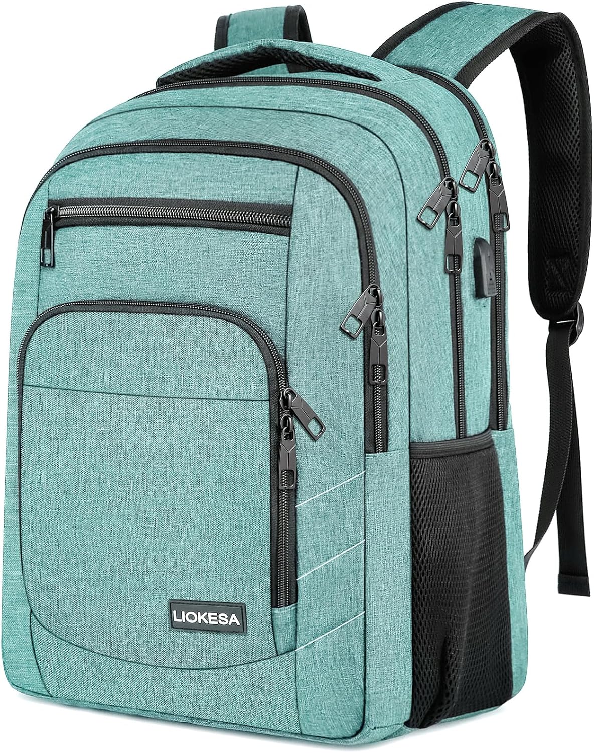 Laptop Backpack for Men Women with USB Charging Port and Teal Color