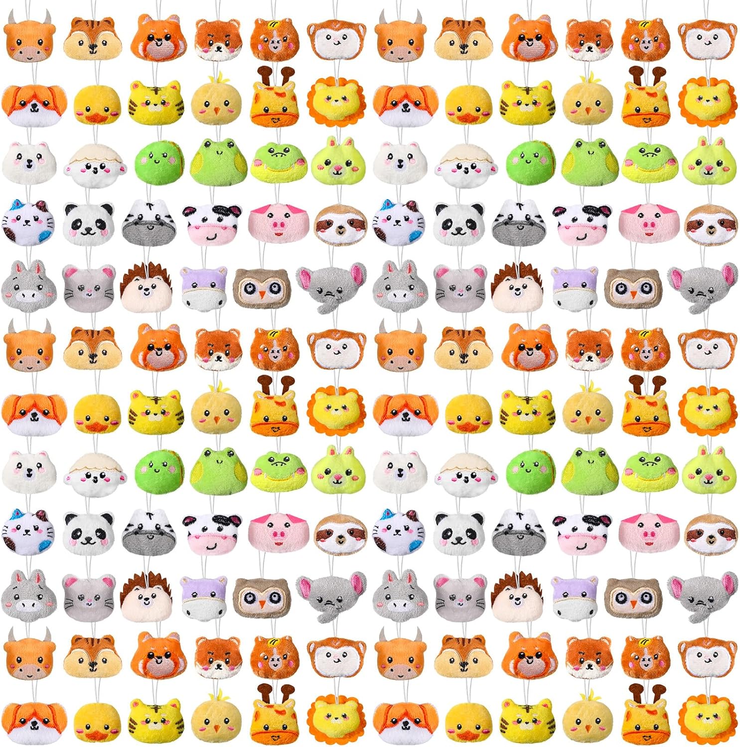 150 Pcs Mini Stuffed Animals Keychain Set for Parties and Prizes