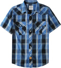 Dubinik Western Short Sleeve Plaid Pearl Snap Shirt (Style SSNJ)