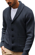 Mens Shawl Collar Cardigan Sweater - Classic Knit Button Cardigan