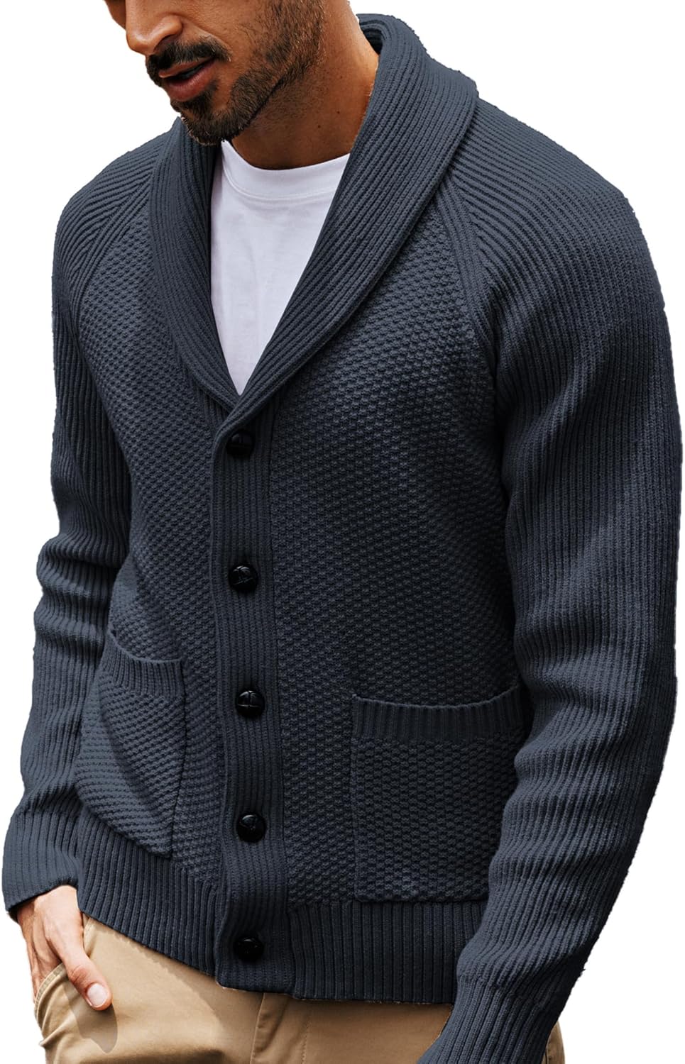 PJ PAUL JONES Mens Shawl Collar Cardigan Sweater for Style