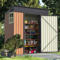 5.5x2.8 ft Metal Garden Shed with Rotating Sloped Roof - Brown