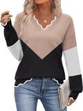 V Neck Sweater for Women 2025 Fall - Lightweight Ribbed Pullover