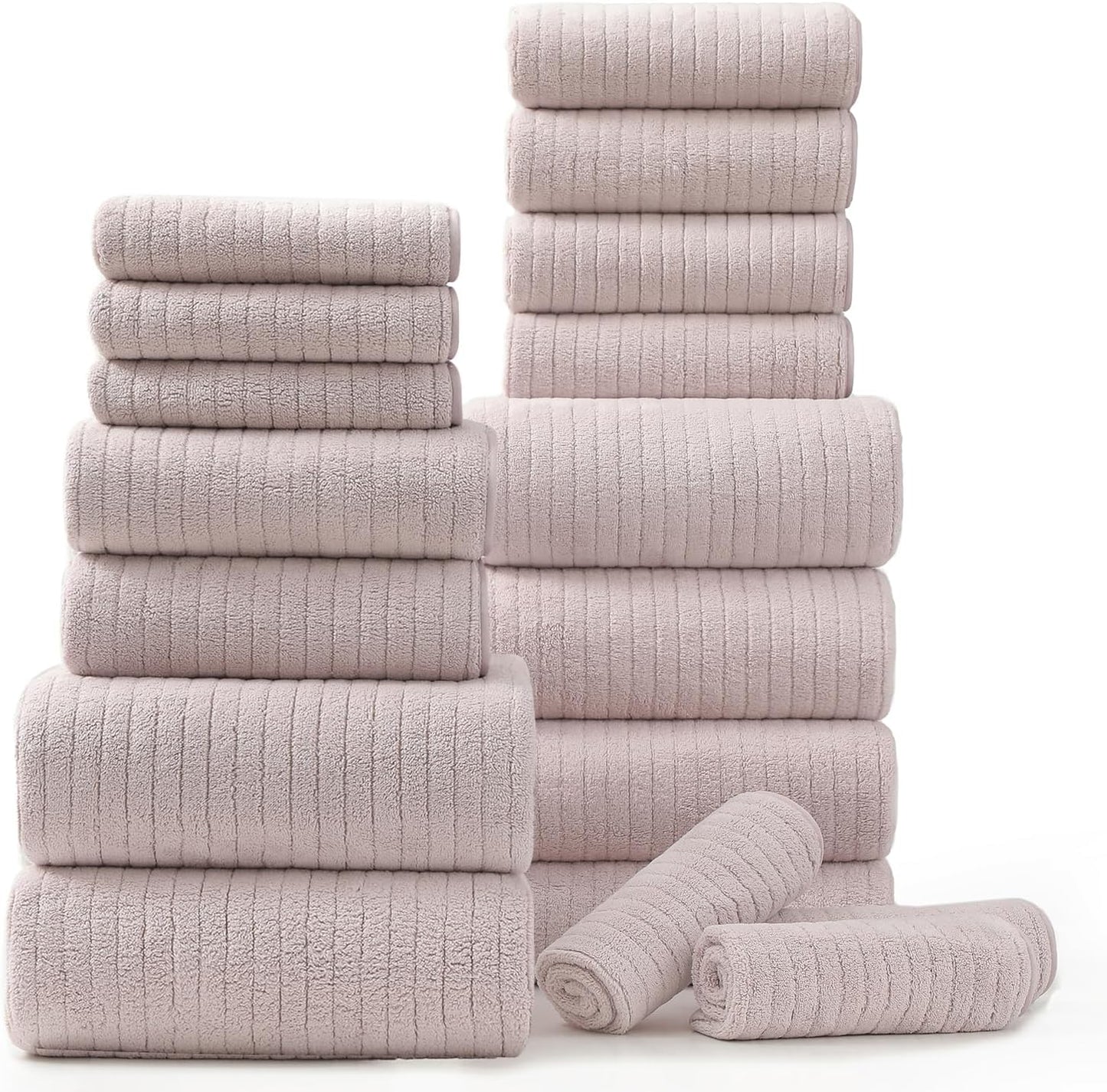 18 Piece Bath Towels Set for Family - Soft and Absorbent