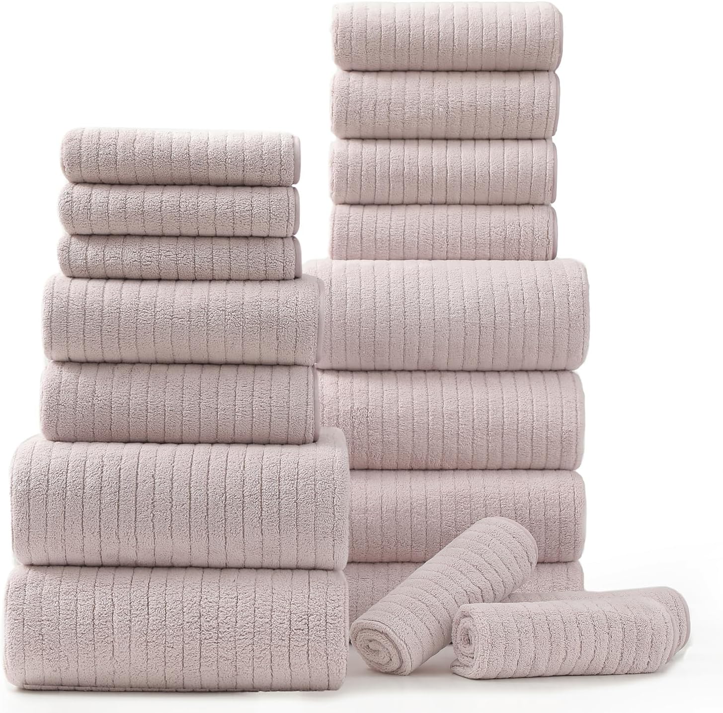 18 Piece Bath Towels Set for Family - Soft and Absorbent