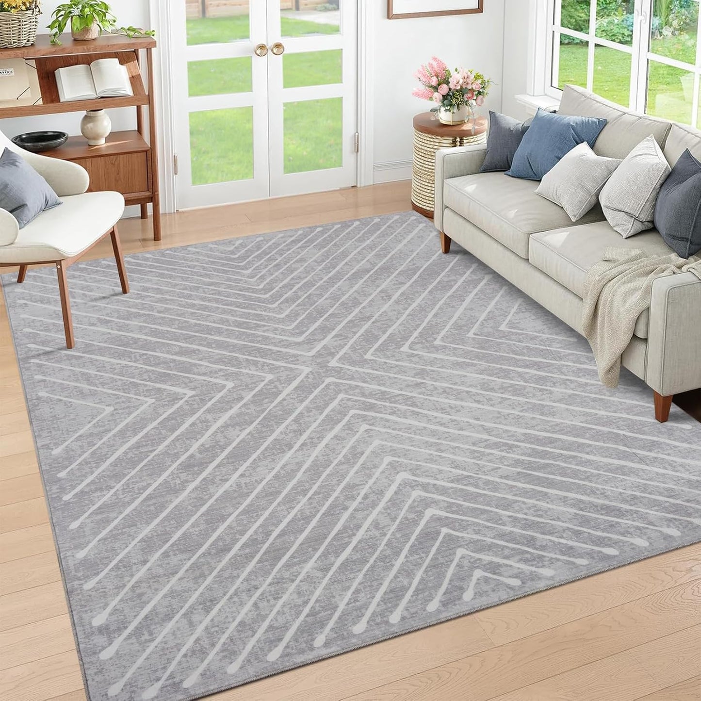 Geometric Area Rug 5x7 for Living Room and Bedroom Decor