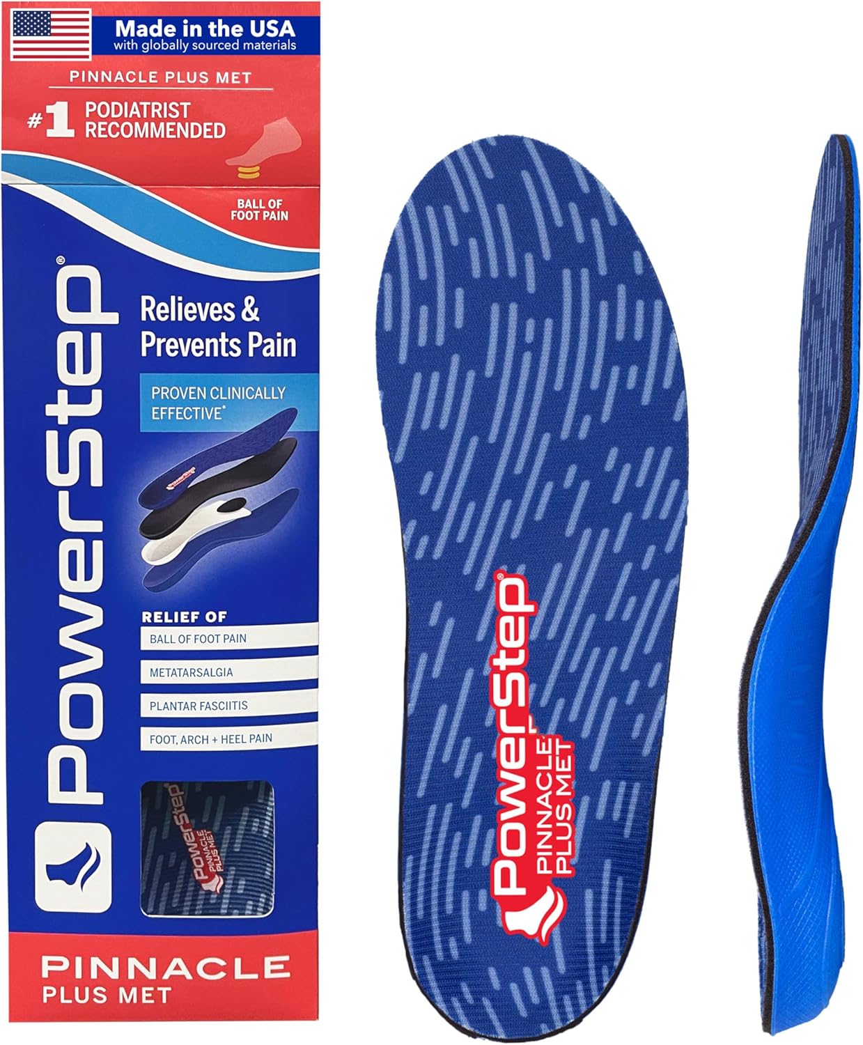 PowerStep Pinnacle Plus Orthotics for Ball of Foot Pain Relief